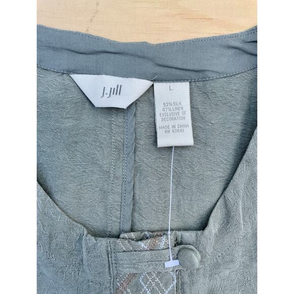 J. JILL Silk & Linen Casual Cropped Button Up Jacket Blazer Women's Gray SIZE L - Picture 6 of 7